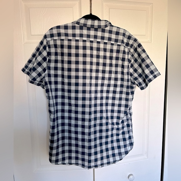 Men’s Navy & White Plaid Button Up - L - EUC - Picture 2 of 3